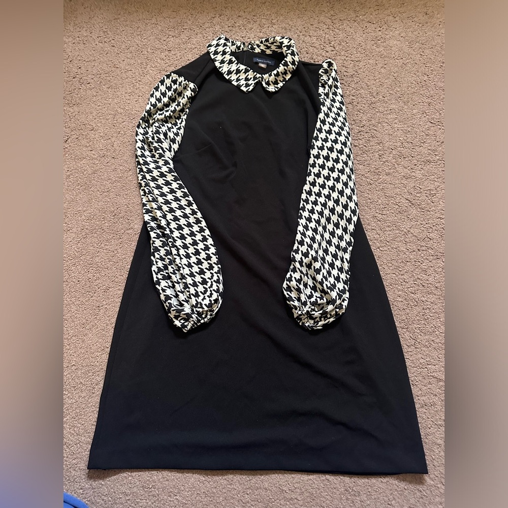 Tommy Hilfiger houndstooth pattern structured collar mini/midi dress